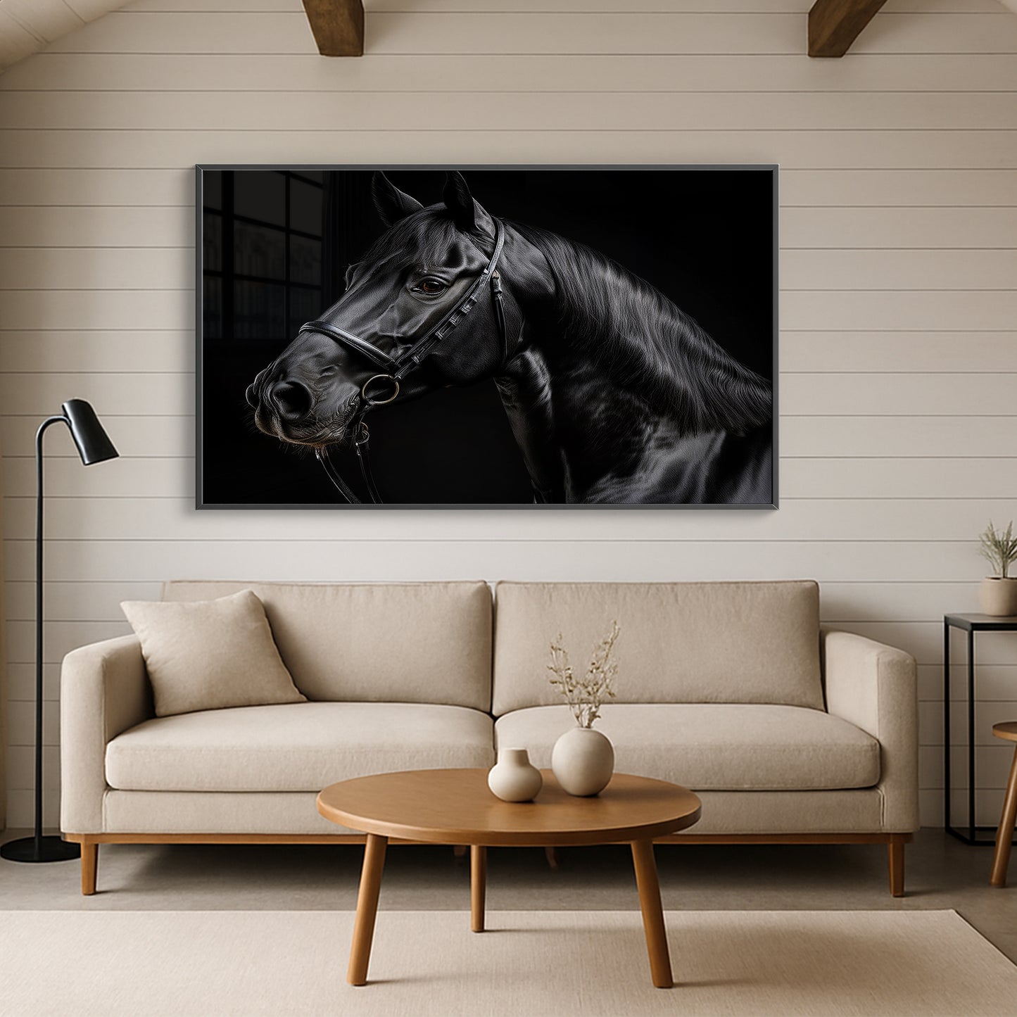Midnight Elegance β Close-Up of Black Percheron Horse