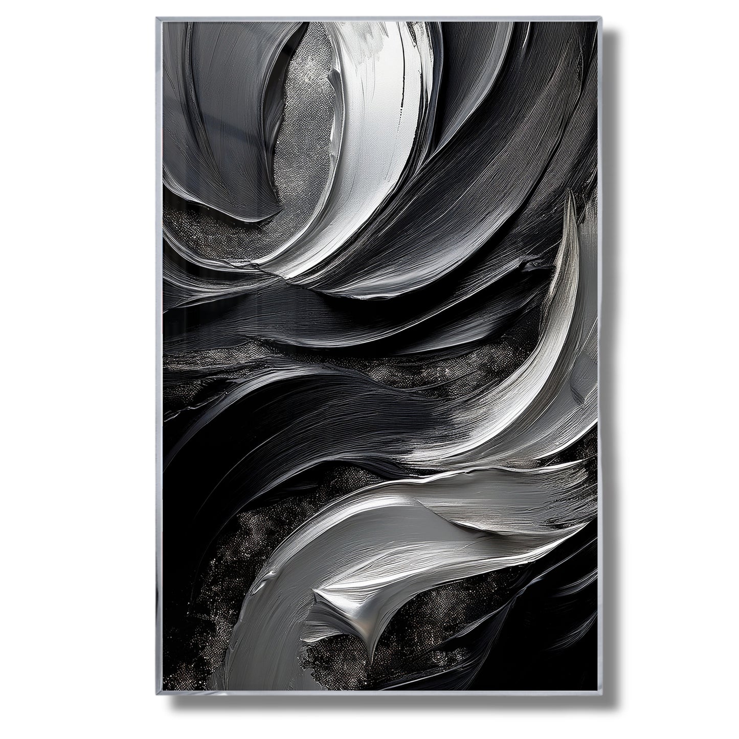 Black & Silver Abstract Wall Art – Modern Luxury Décor