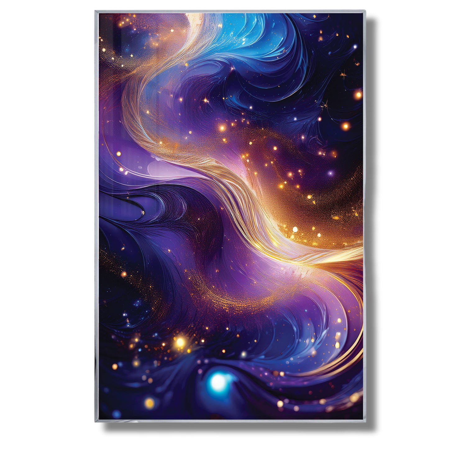 Cosmic Abstract Wall Art – Purple and Gold Galaxy-Inspired Décor