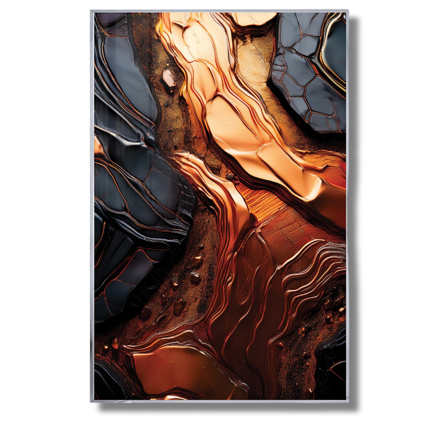 Molten Copper & Black Abstract – Luxury Modern Wall Art