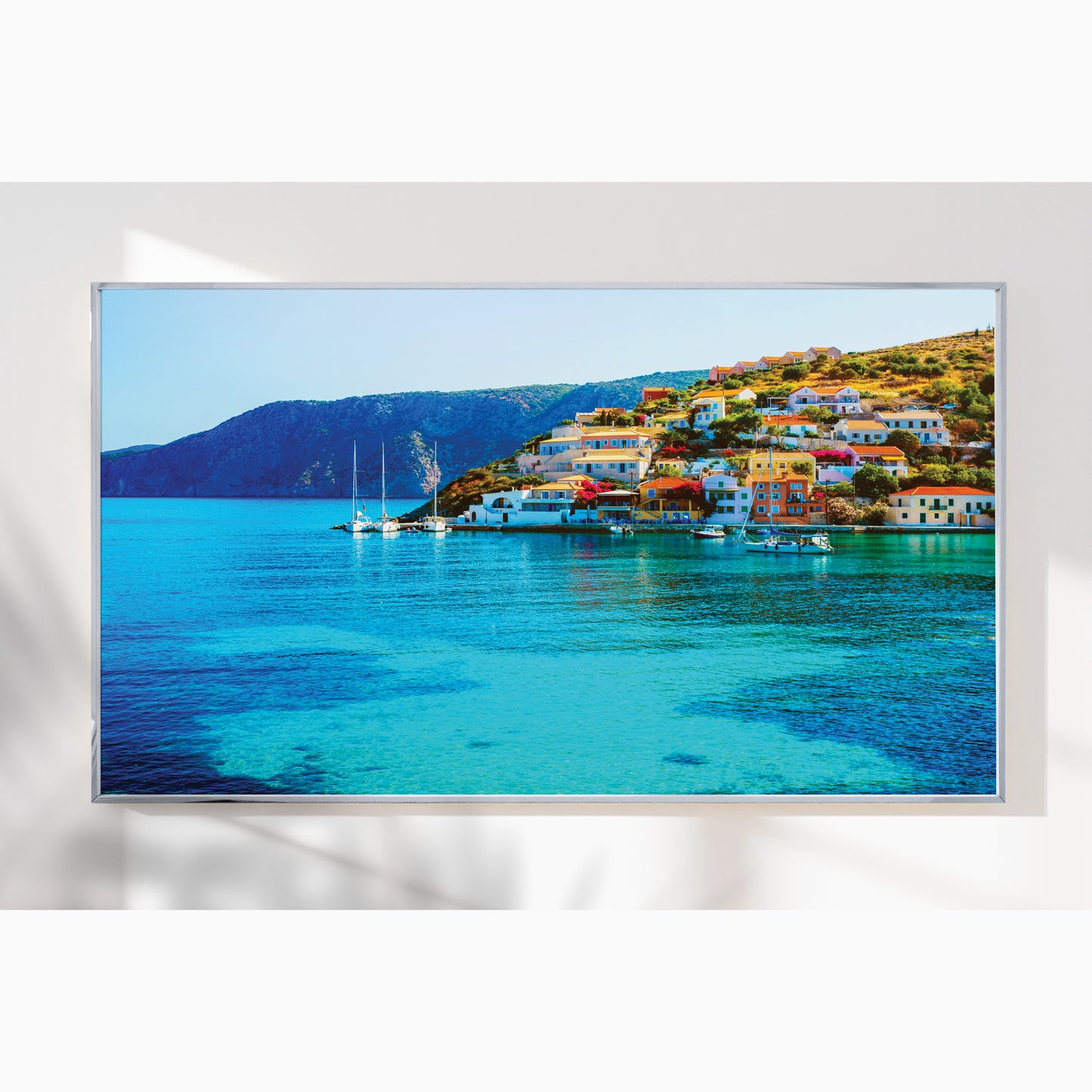 Assos Village Coastal View – Kefalonia Greece Wall Art, Seaside Homes and Turquoise Waters