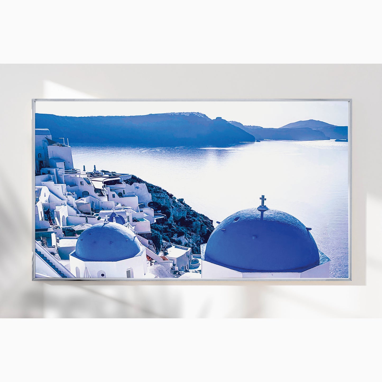 Blue Domes of Oia, Santorini – Aerial View Overlooking Caldera