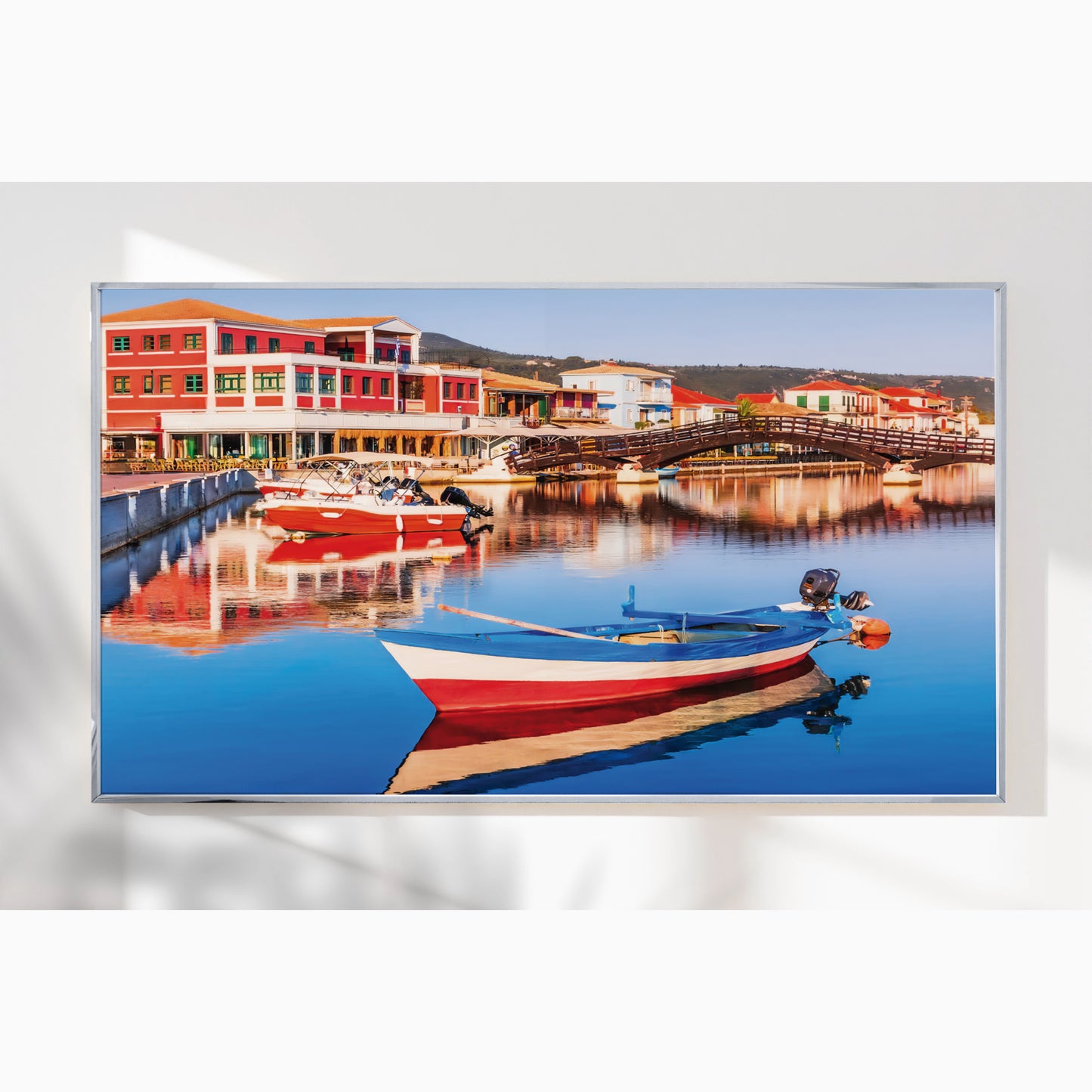 Lefkada Harbor β Greek Fishing Village Wall Art, Colorful Waterfront Scene