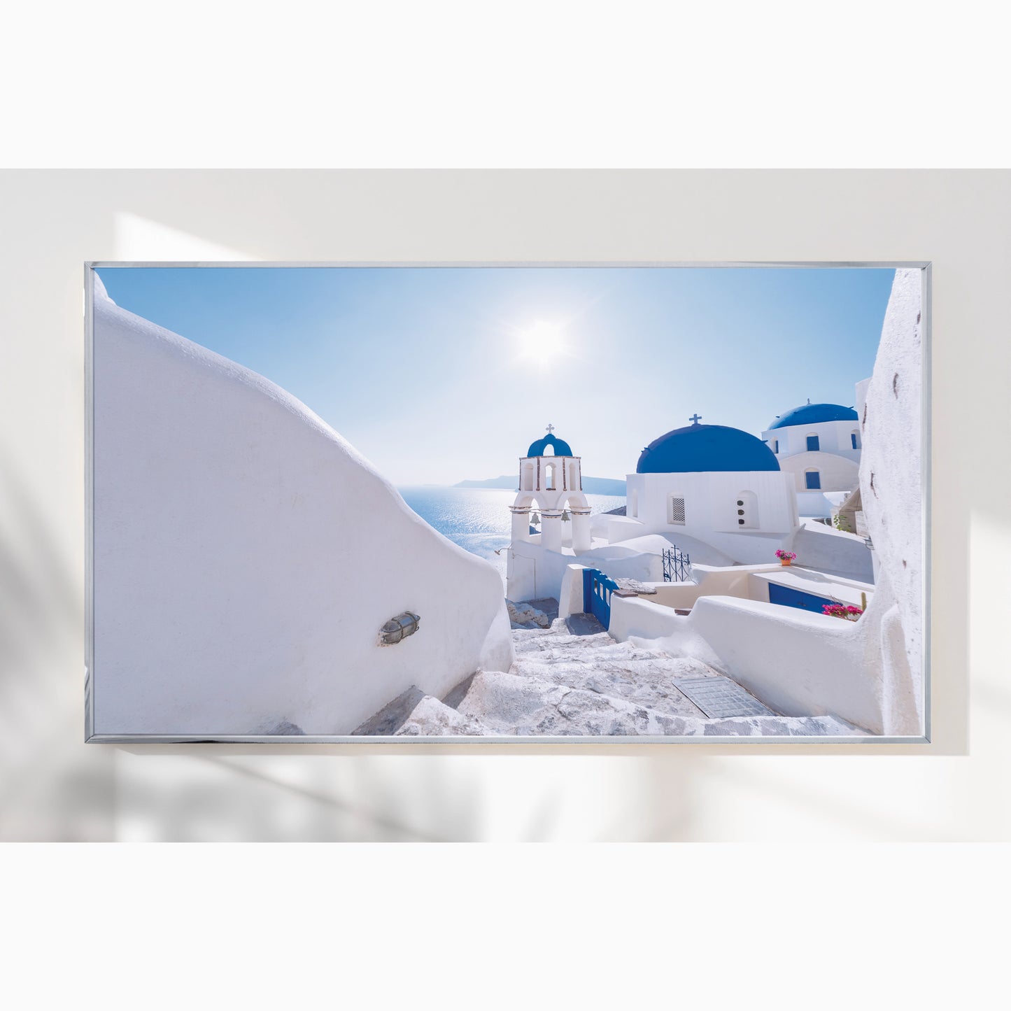 Oia Vista β Santorini Bell Tower Wall Art, Iconic Greek Architecture at Sunrise