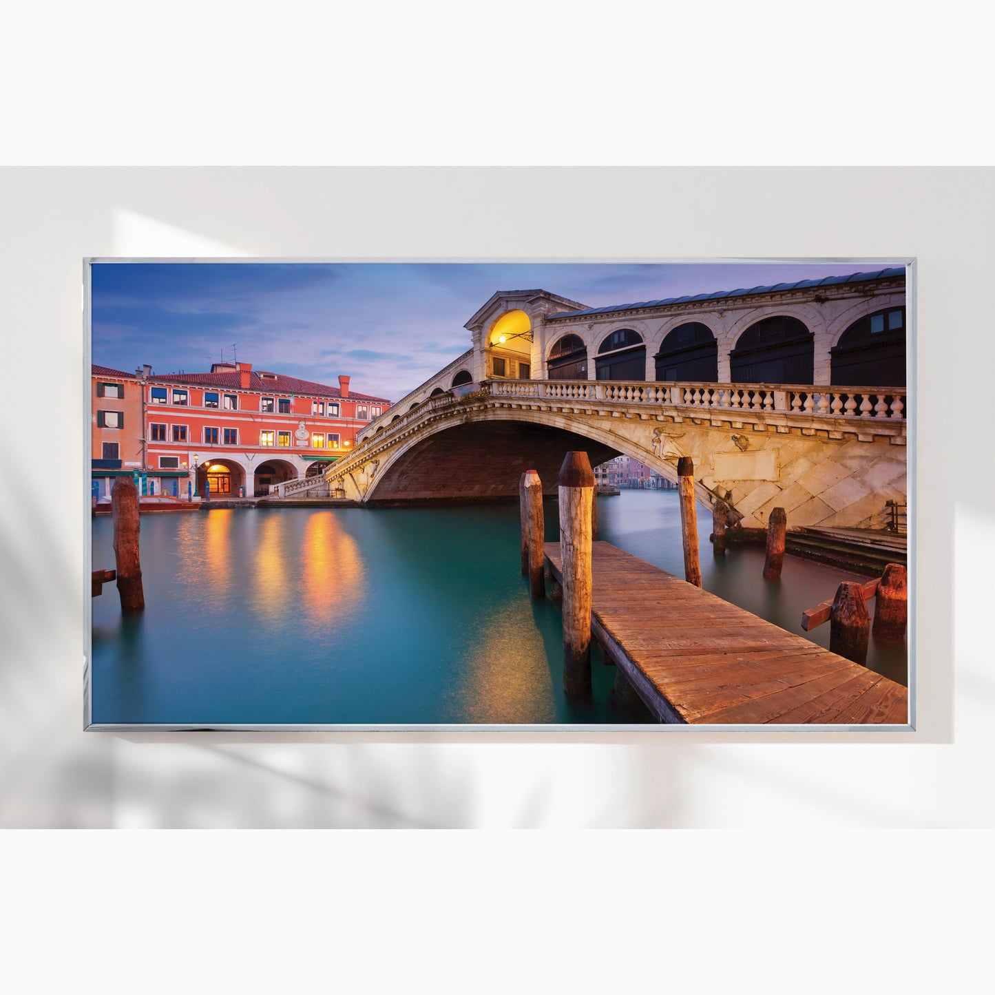 Rialto Bridge by Night β Venetian Reflections Wall Art, Italy Fine Art Photography