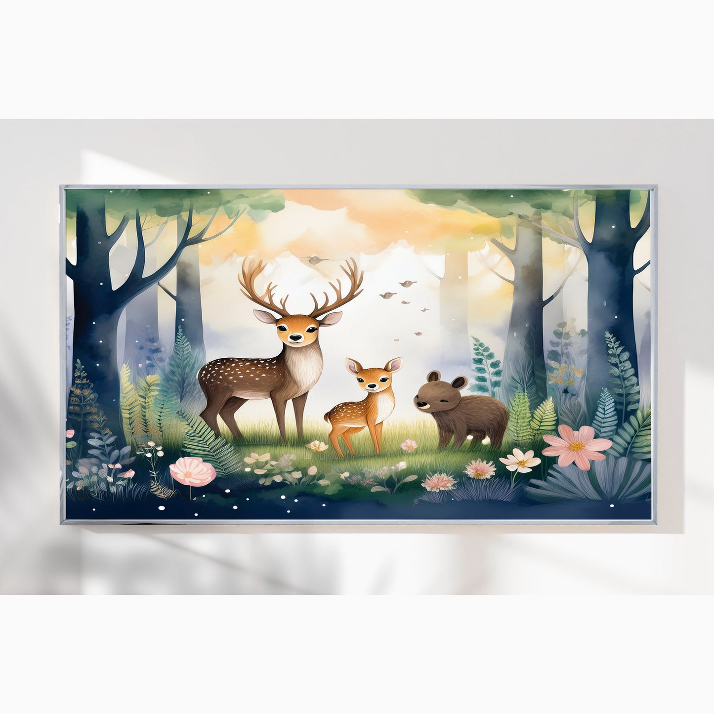 Woodland Deer Family – Gentle Forest Companions Nursery Wall Art