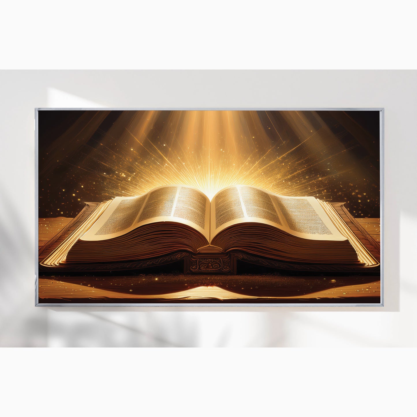 Holy Bible Illuminated Wall Art – Radiant Spiritual Décor
