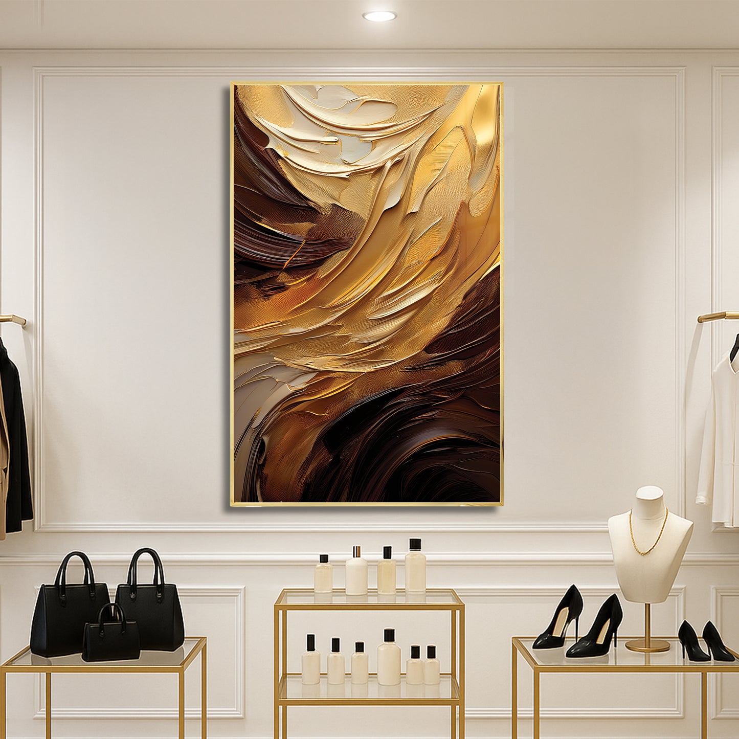 Gold Abstract Wall Art – Textured Modern Elegance