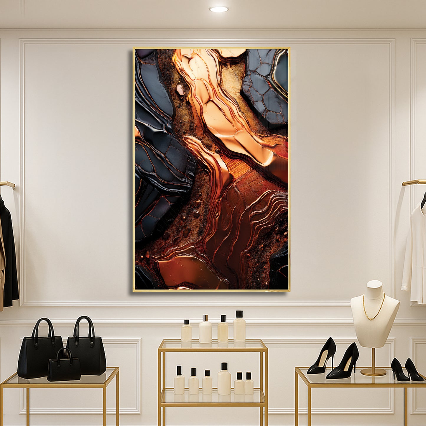 Molten Copper & Black Abstract – Luxury Modern Wall Art
