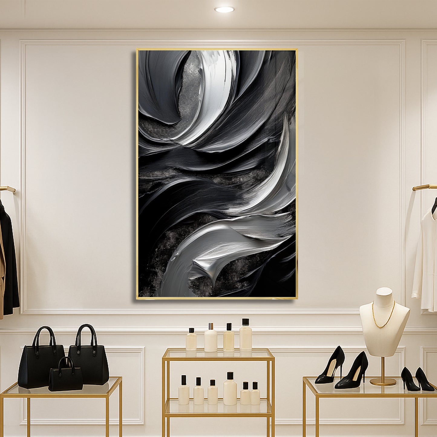 Black & Silver Abstract Wall Art – Modern Luxury Décor