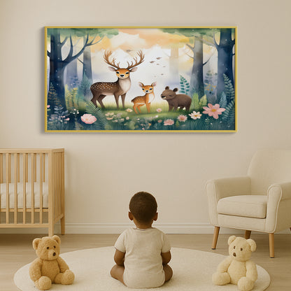 Woodland Deer Family – Gentle Forest Companions Nursery Wall Art