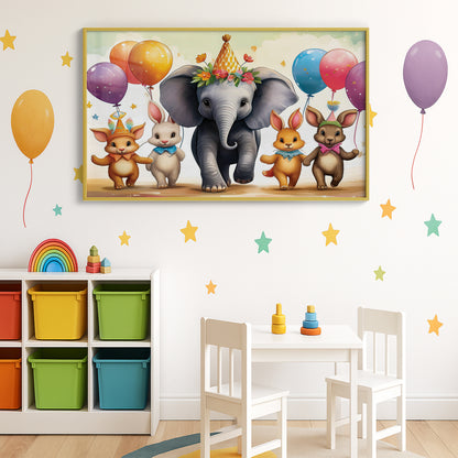 Parade with Elephant & Forest Friends – Celebration Wall Art for Kids