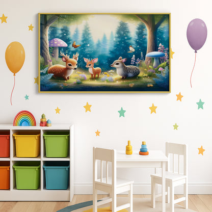 Woodland Babies Gathering – Whimsical Forest Nursery Art