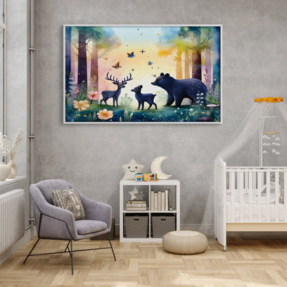 Twilight Forest Guardians – Mystical Animals Nursery Wall Art