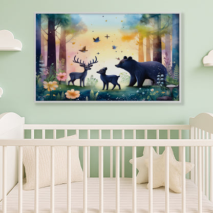 Twilight Forest Guardians – Mystical Animals Nursery Wall Art