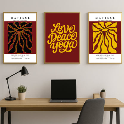 Love Peace Yoga - Luxury Framed Wall Art (Multiple Colors)