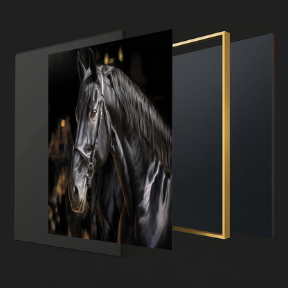 Noble Gaze – Black Percheron in Warm Light