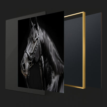 Midnight Elegance – Close-Up of Black Percheron Horse