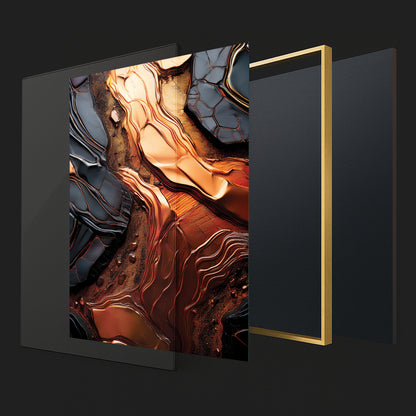 Molten Copper & Black Abstract – Luxury Modern Wall Art