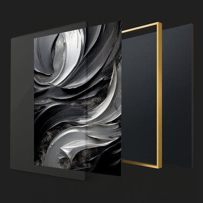 Black & Silver Abstract Wall Art – Modern Luxury Décor