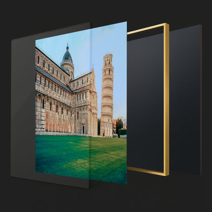 Leaning Tower of Pisa at Sunset – Iconic Italian Landmark | High-Gloss Glass Print
