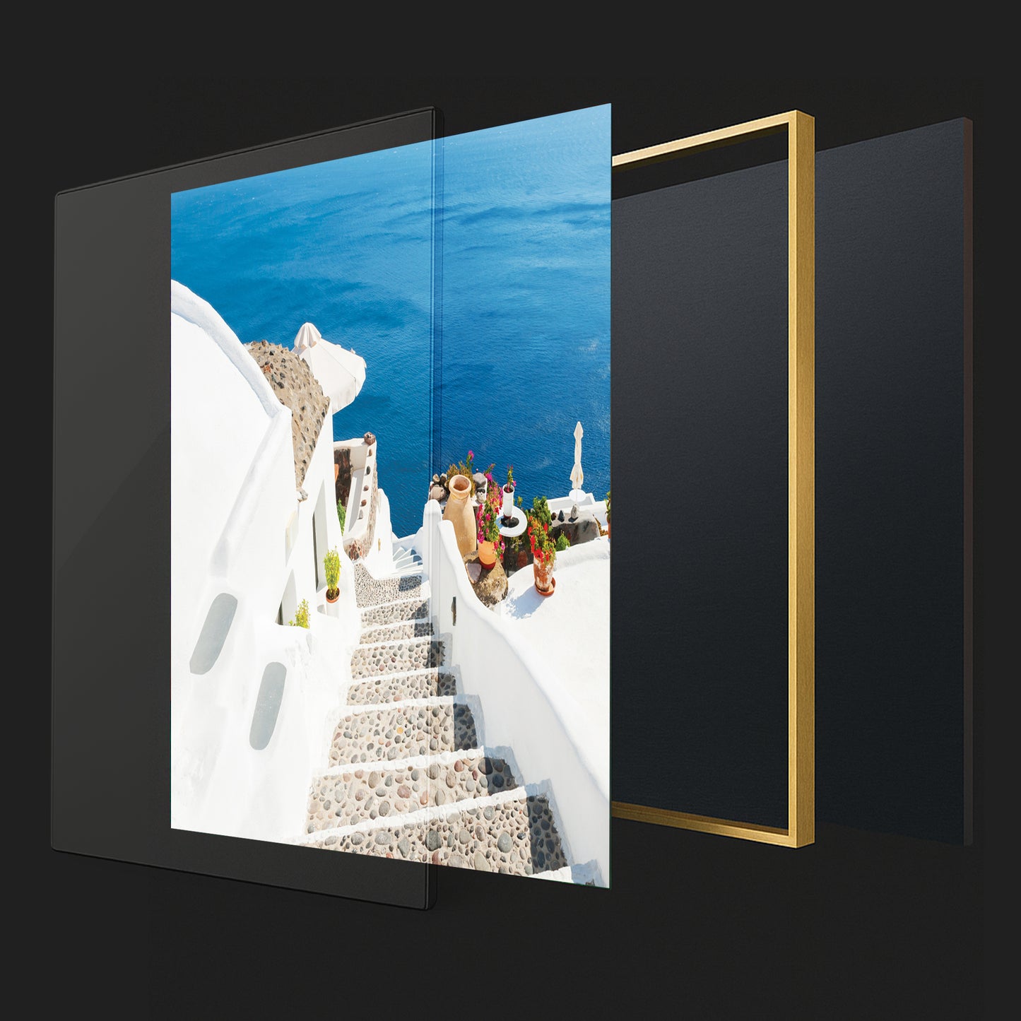 Santorini Cliffside Stairs – Greek Island Wall Art