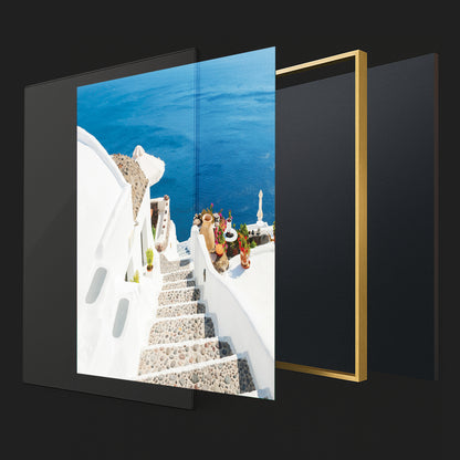 Santorini Cliffside Stairs – Greek Island Wall Art
