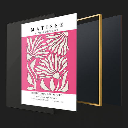 Flowers of Peace - Modern Matisse Inspired – Luxury Glass Framed Wall Art (Multiple Colors)