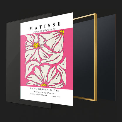 Golden Bloom- Modern Matisse Inspired Geometric Wall Art – Luxury Framed Glass Wall Decoration (Multiple Colors)