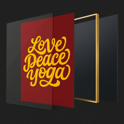 Love Peace Yoga - Luxury Framed Wall Art (Multiple Colors)