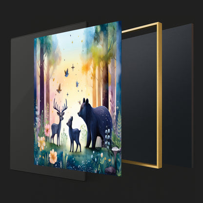 Twilight Forest Guardians – Mystical Animals Nursery Wall Art
