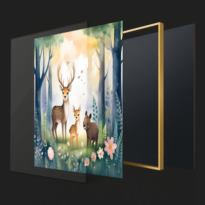 Woodland Deer Family – Gentle Forest Companions Nursery Wall Art