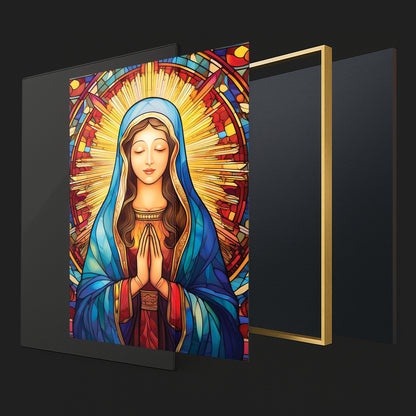 Gentle Mary in Prayer, Stained Glass Wall Art – Holy Virgin Icon