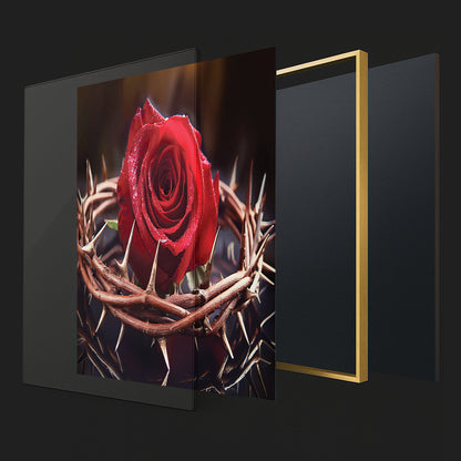Rose with Crown of Thorns Wall Art – Christian Symbolism Décor