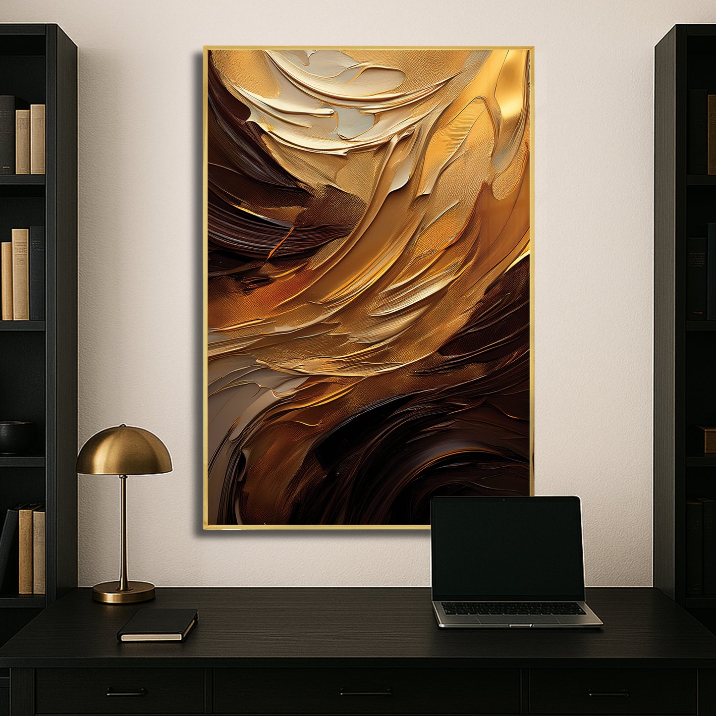 Gold Abstract Wall Art – Textured Modern Elegance