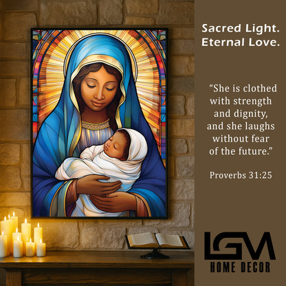 Virgin Mary and Child- Stained Glass Wall Art