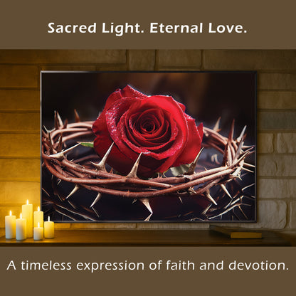 Rose with Crown of Thorns Wall Art – Christian Symbolism Décor