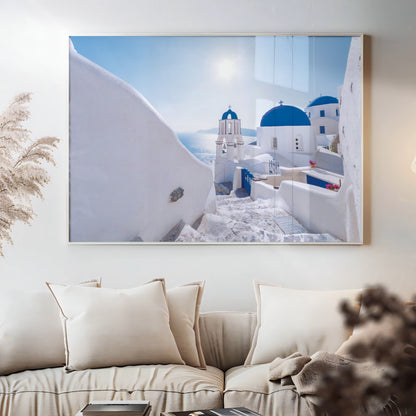 Oia Vista – Santorini Bell Tower Wall Art, Iconic Greek Architecture at Sunrise