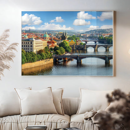 Prague Bridges Over Vltava River – European Cityscape Wall Art