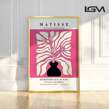 Botanic Serenity- Modern Matisse Inspired Geometric Wall Art – Luxury Framed Glass Wall Decoration (Multiple Colors)