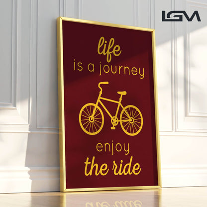 Life is a Journey, Enjoy the Ride - Luxury Glass Framed Wall Art (Multiple Colors)