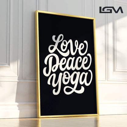 Love Peace Yoga - Luxury Framed Wall Art (Multiple Colors)