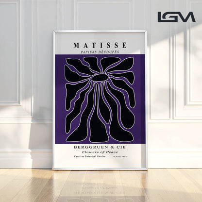 Radiant Bloom - Modern Matisse Inspired Geometric Wall Art – Luxury Glass Wall Decoration (Multiple Colors)