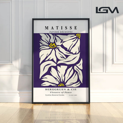 Golden Bloom- Modern Matisse Inspired Geometric Wall Art – Luxury Framed Glass Wall Decoration (Multiple Colors)