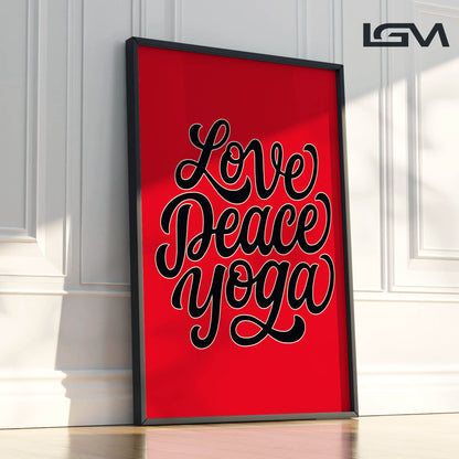 Love Peace Yoga - Luxury Framed Wall Art (Multiple Colors)