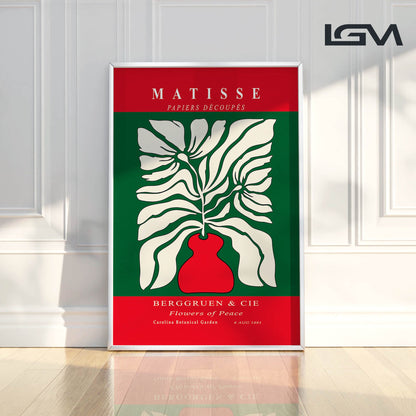 Botanic Serenity- Modern Matisse Inspired Geometric Wall Art – Luxury Framed Glass Wall Decoration (Multiple Colors)