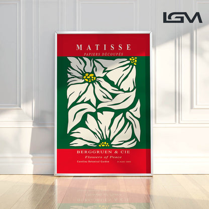 Golden Bloom- Modern Matisse Inspired Geometric Wall Art – Luxury Framed Glass Wall Decoration (Multiple Colors)