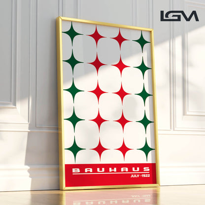 Star-form Grid – Bauhaus Exhibition 1922 | Luxury Framed Glass Wall Art (Multiple Colors)