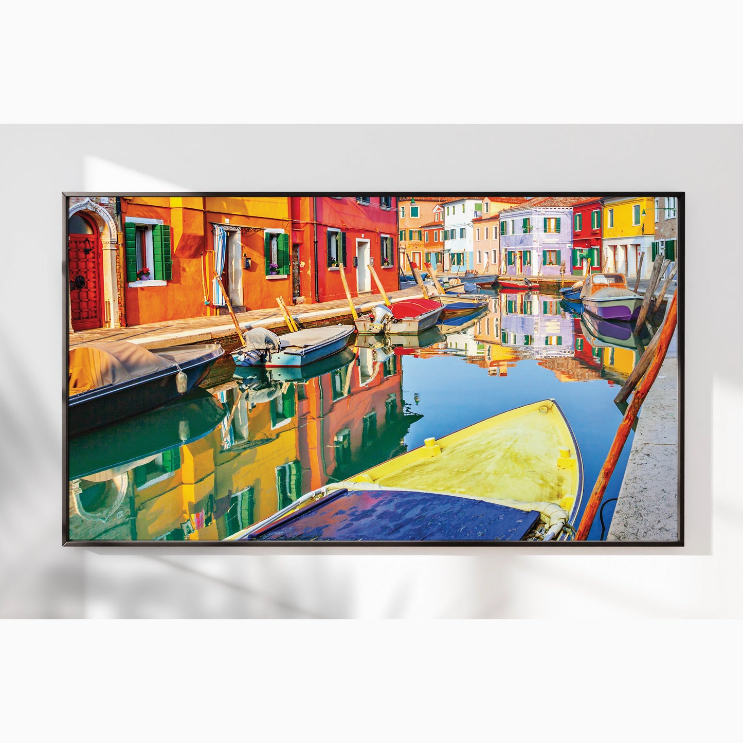 Burano Reflections – Colorful Italy Wall Art, Venice Canal Scene
