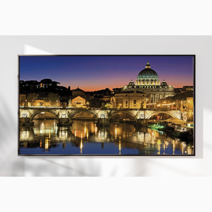 Vatican at Dusk – Rome Cityscape Wall Art, St. Peter's Basilica and Tiber River Reflections